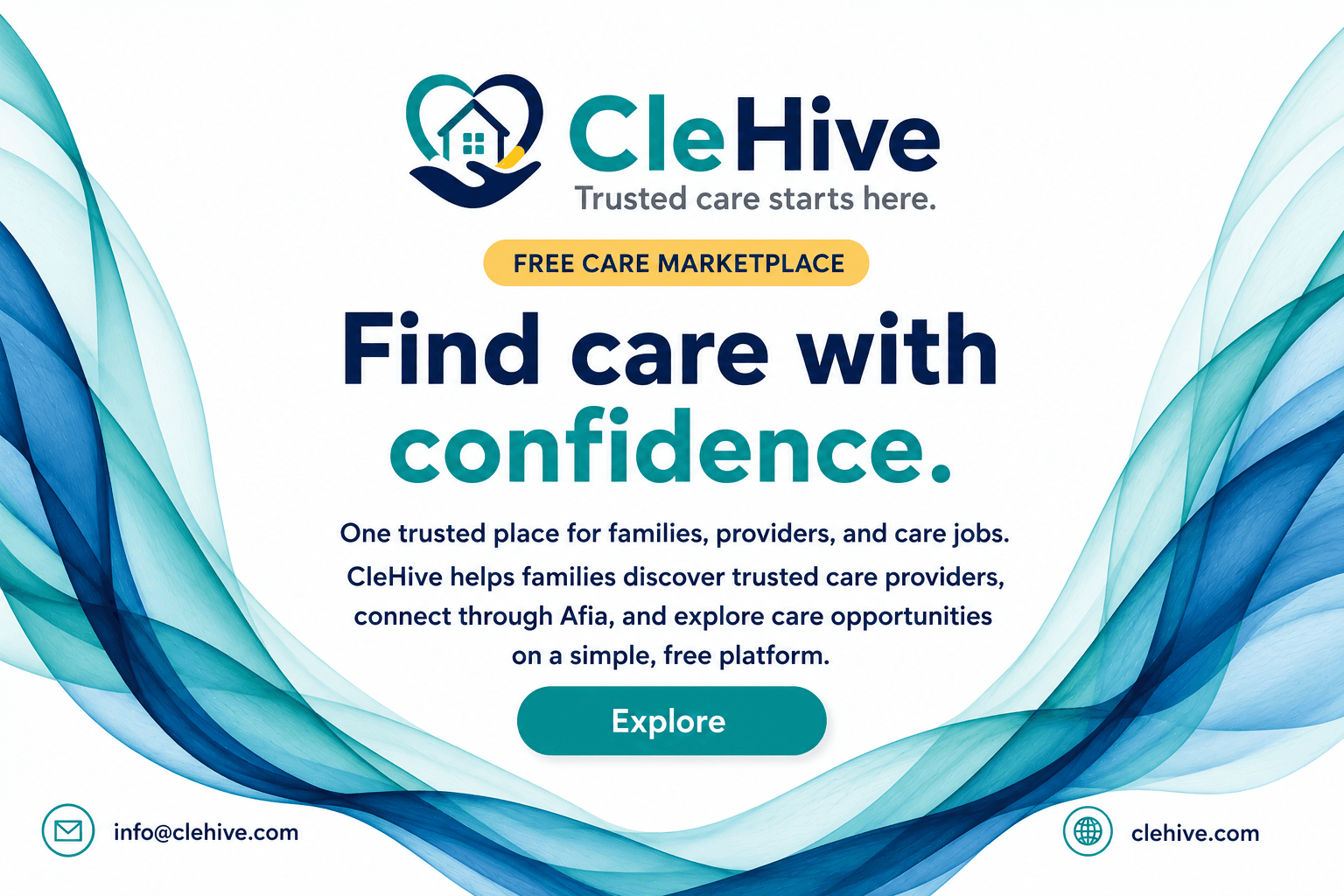 CleHive marketplace promotional graphic with the CleHive logo and message Find care with confidence